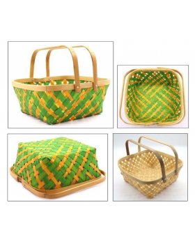 Bamboo Square Baskets Double Handle